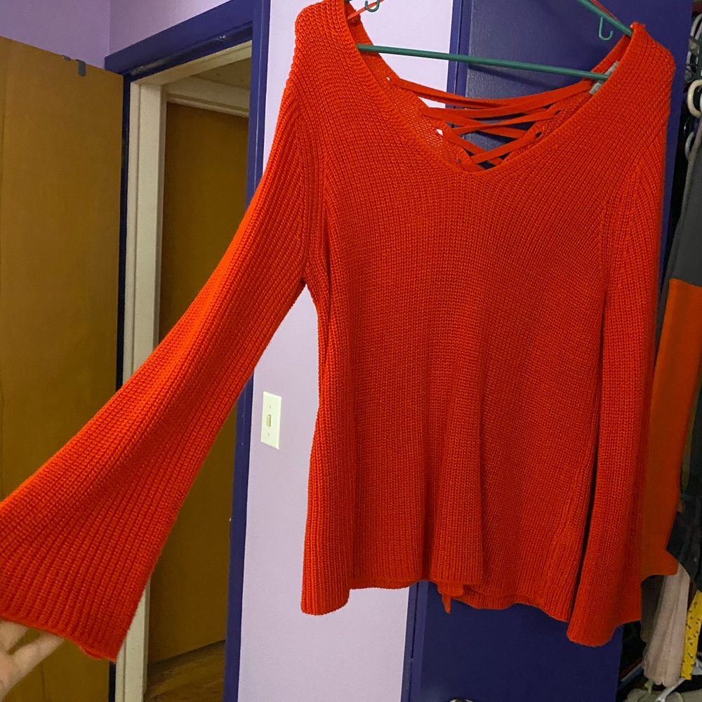 Red Sweater with beautiful back!